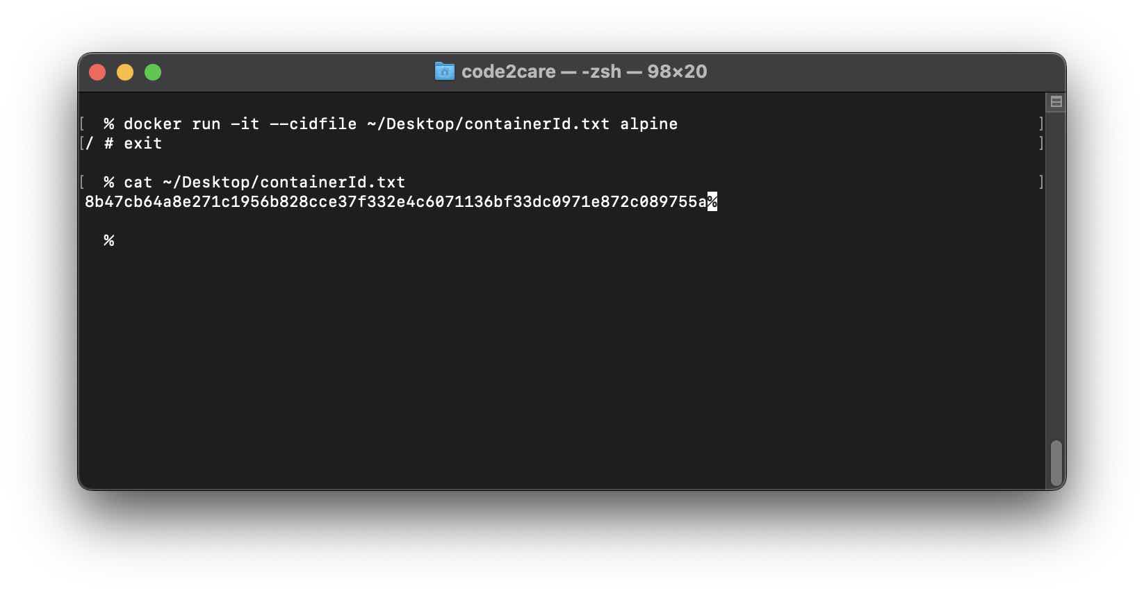Write Container ID to a file using cidfile Docker Run Option